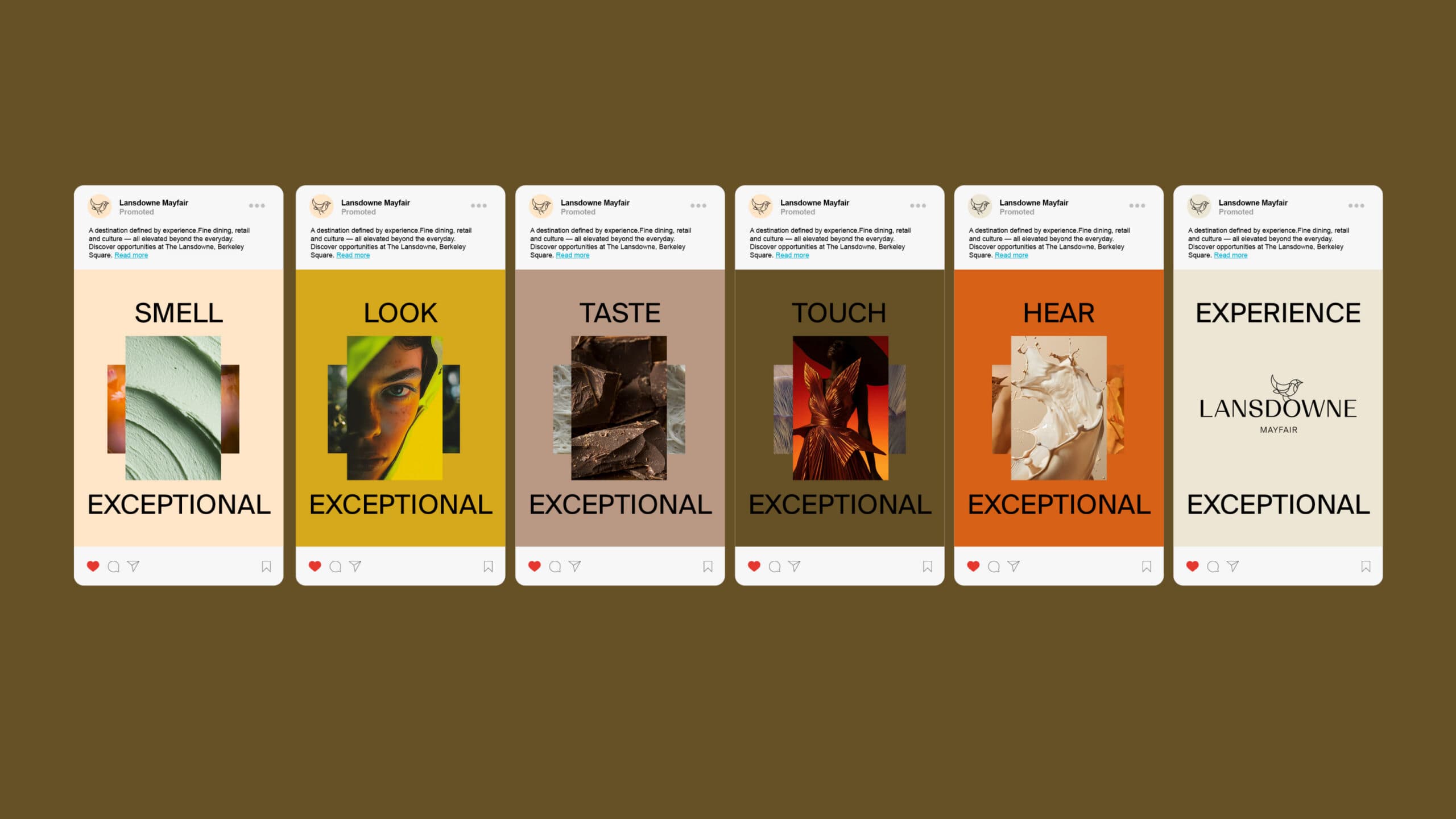 Lansdowne sensory social campaign — Smell, Look, Taste, Touch, Hear, Experience